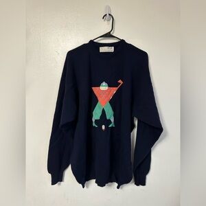 Vintage Pringle Navy Sweater with Golf Design